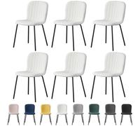 (SET OF 6, BEIGE ) 2/4/6Pcs Fabric Dining Chair with Metal Legs Bella