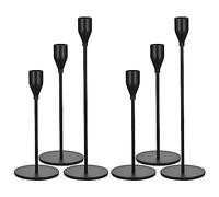 Set of 6 Black Candlestick Holders,Candle Holder for Taper Candle Fits 3/4 inch Thick Candle&Led Candles,Retro Metal Candlesticks for Candlelight Dinner Wedding Party Banquet Decoration