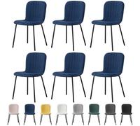 (SET OF 6, BLUE) 2/4/6Pcs Fabric Dining Chair with Metal Legs Bella