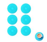 Set of 6 Blue Drink Coasters - Heatproof, Non-Slip Silicone Coasters, Easy to Clean and Dishwasher Safe, Colorful Home Accessories, silicone coasters for drinks, for Protecting Tables