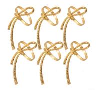Set of 6 Bow Napkin Rings for Sophisticated Table Styling, Alloy Material, Suitable for Holiday and Formal Event Decorations