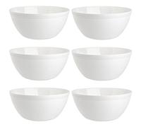 Set of 6 bowls, cereal bowls, dessert bowls, salad bowls, soup bowls, rice bowls, in white plastic, BPA-, large, 900 ml