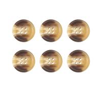 Set of 6 Brown Mixed 20Mm Round Faux Horn Stitched Plastic Buttons, Suitable for Coats, Jackets, and Cardigans, Flat Four-Hole, 32L