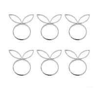 Set of 6 Bunny Head Napkin Rings Made of Alloy for Elegant Table Settings at For Easter and Wedding Events (silver)