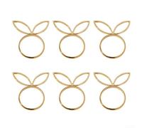 Set of 6 Bunny Head Napkin Rings Made of Alloy for Elegant Table Settings at For Easter and Wedding Events (gold)