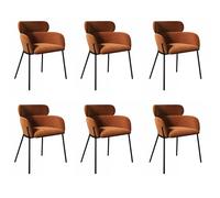 Set of 6 Burnt Orange Velvet Curved Dining Chairs - Isla