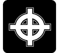 Set Of 6 Celtic Cross Black Aluminium Coasters With Cork Feet In a Presentation Box