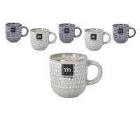 Set of 6 Ceramic Coffee Cups - 3 Blue and 3 Grey | Espresso, Cut, Cappuccino, Latte | For All Occasions - Home or Hospitality | Practical and Durable Design (Espresso - 100ml)