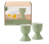 Set of 6 Ceramic Egg Cups in Sage Green Dishwasher Safe Egg Holders for Breakfast Table