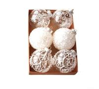 Set of 6 Christmas Baubles with Shimmering Sequin Design for Decorating Trees, Wreaths, and Holiday Spaces
