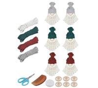 Set of 6 Christmas Macrame Kit, DIY Gnome Craft Set, Christmas Tree Hanging Ornament for Adults, Beginners, Children, Santa Crafts, Boho Decor for Home, Wall Hanging, Holiday Decoration