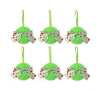 Set of 6 Christmas Tree Ornaments with Fluff Balls for DIY Holiday Decoration and Seasonal Home Accents (A)