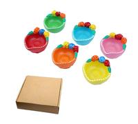 Set of 6 Clay Mitti Diya Decorative Earthen Flower Designer clays oil lamp diyas for Home Office Decor Indian Traditional Home Office New year Decorations Festival Gift Return Gifts(Size :-1.5")