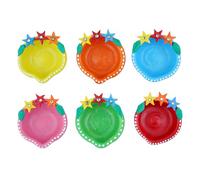 Set of 6 Clay Mitti Diya Decorative Earthen Star Designer Clays Oil lamp Diya diyas for Home Decor Indian Traditional Home Office New year Decorations Festival Gift Return Gifts (Size :-1.5")