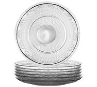 Set of 6 Clear Glass Dessert Side Plates - D21cm - Deluxe Cut Glass Alfresco Dining Tableware