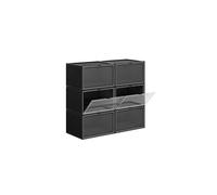 SONGMICS LSP06CB Set of 6 Stackable Shoe Boxes with Door Plastic Size up to 46 x 28 x 22 cm Black