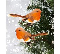 Set Of 6 Clip On Christmas Robins Cute Festive Christmas Tree Bird Decoration Ornaments 12cm