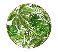 Set of 6 Coasters for Drinks, Exotic Green Palm Leaves Round Coaster Cup Mat Heat-Resistant Reusable Saucers for Home Restaurant Office and Bar, 4 Inches
