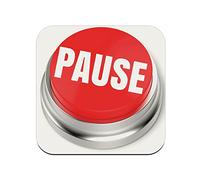Set of 6 Cork Coasters - Red Pause Button Rest Parent Papa Maman (95 x 95 mm)