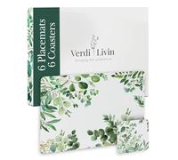 Set of 6 Cork Placemats and Coasters (12 Pieces) - Heat Resistant Cork Placemats 16" x 12" Hard Placemats Cork Backed with Matching Gift Box - Wipeable Placemats