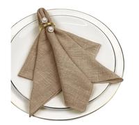 Set of 6 Cotton Cloth Napkins Gauze Green 30x30cm for Wedding Decoration Everyday Use Dinner Tea Towel Table Party For Dinners Parties Weddings(Dark champagne)