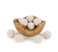 Set of 6 Cotton Rope Balls - Decorative Nautical Accents - for Vase Fillers, DIY Crafts, Rustic Living Room Decor - Handmade Knot Ornaments for Tray Styling, Coastal Display, or Housewarming Gift