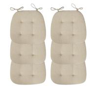 Set of 6 Cream Non-Slip Cushions for Rattan Stools Dining Room Garden Kitchen Office Patio Balcony and Courtyard - Indoor/Outdoor Comfort and Style