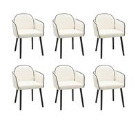 Set of 6 Cream Upholstered Carver Dining Chairs - Claudia