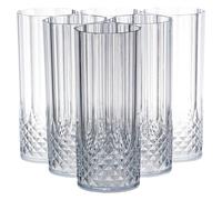 Set of 6 Crystal Effect Reusable Highball Soft Drink Iced Tea Drinking Glasses