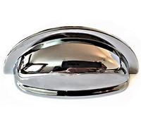 Set of 6 Cup Handles for Kitchen Cabinets & Drawers | Vintage Shell Design in Polished Chrome | 76mm Between Fixings | Chrome, Pewter, Satin Nickel Finishes Available (Polished Chrome)