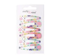 Set of 6 Daisy Flower Print Metal Hair Clips Snap Bendies Sleepies 5cm (2")