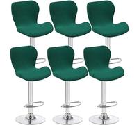 Set of 6 Dark Green Stretch Bar Stool Covers for Low Back Curved Swivel Chairs Modern High Bar/Counter Chair Slipcovers Perfect for Kitchen Dining Decor