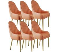 Set of 6 Dining Chairs Microfiber Leather Modern Lounge Bar Stools Sturdy Carbon Steel Legs Stylish ge Upholstery for Living Room & Dining Room