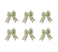 Set of 6 Double Layer Snowflake Bow Ribbons for Christmas Tree and Home Decoration, Made from Silk Cloth (B)