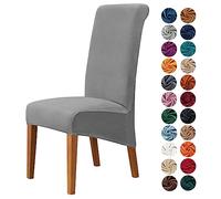Set of 6 Elastic High Back Dining Chair Covers Removable & Washable Thickened Stretch Seat Covers for Restaurants & Home Use Mum Grey Color
