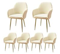 Set of 6 Elegant Cream Velvet Dining Chair Covers with Armrests - Soft, Removable, High-Back Protectors for Rotatable Chairs, Ideal for Stylish Dining Room Décor