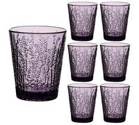 Set of 6 Embossed Purple Lavender 260ml Tumbler Drinking Glasses Alfresco Dining Glassware