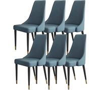 Set of 6 Ergonomic Dining Room Chairs Microfiber & Leather Upholstery Side Wooden Legs Stylish Kitchen & Living Room Seating Comfortable Modern Design
