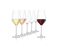Final Touch Set Of 6 Everyday Lead Free Crystal Wine Glasses 620Ml Clear, Clear