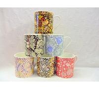Set of 6 Extra Large China Mugs in Vintage William Morris Designs