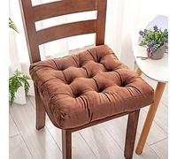 Set of 6 Extra Large Velvet Dining Chair Cushions 45x45 cm Washable Natural Fiber Seat Pads for Indoor/Outdoor Use Brown Square Chair Pads for Dining Room