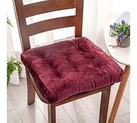 Set of 6 Extra Large Wine Red Dining Chair Cushions 45x45 Velvet Seat Pads Washable Natural Fiber Chair Pads for Indoor & Outdoor Use