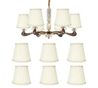 Set of 6 Fabric Lampshades, 5.5 Inch E14 Cream Tapered Light Shade Bedroom Pleat Pendant Lampshade Clip Lamp Shades Wall Lamp Shade Candle Chandelier Lampshades