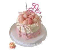 Set of 6 Fabulous 50th Birthday Cake Toppers for Women,Decorative 50th Cake Toppers for Birthday Parties, Happy 50th Birthday Topper, Stylish Birthday Toppers for Milestone Celebrations