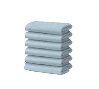 Set of 6 Face Towels in 100% Cotton - 30 x 30 cm - Extra Absorbent and Quick Drying - for Bathroom, Spa and Gym - Light Blue - Orlando Model