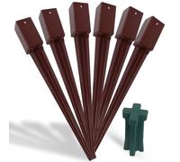 Set of 6 Fence Post Spikes 2.95” x 2.95" x 29.53" (75 x 75 x 750mm) with Driving Tool - Drive Down Metal Spikes with Bracket for Posts, Ground Stakes Holder Support for Fence Post Repair