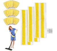 Set of 6 Floor Cloth Accessories for Kärcher Steam Cleaner SC 2/3/4/5, 3x Floor Cloths + 3x Hand Nozzles, Microfibre Cloth Set for Karcher, Universal, Yellow
