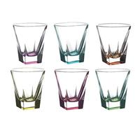 Set of 6 Flute or Water Glasses or Wine Glasses or Liqueur Glasses Fusion Color RCR Made in Italy Bicchiere Acqua 27cl - Altezza 10cm