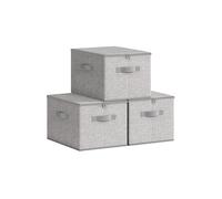 Set of 6 Foldable Storage Organiser Boxes Slate Grey, Dove Grey / Set of 3 / 40L x 30W x 25H cm