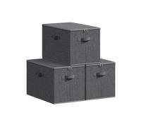 Set of 6 Foldable Storage Organiser Boxes Slate Grey, Slate Grey / Set of 3 / 50L x 30W x 30H cm